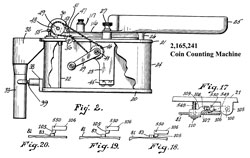 2165241
                        Coin counting machine, Lee Downey Clement, Jul
                        11, 1939, 453/31, 453/35 - hand cranked