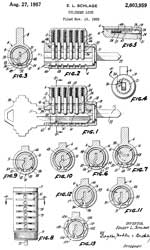 2803959
                      Cylinder lock, Ernest L Schlage, Schlage Lock Co,
                      1957-08-27