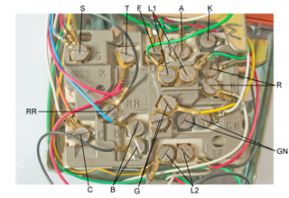 Close Up of
                Western Electric 4228 Network with Labels