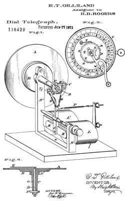 116429
                    Dial-Telegraph Apparatus, E.T. Gilliland (Hiram D.
                    Rogers)