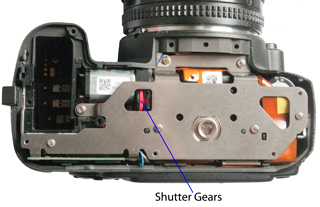 Nikon D60 Bottom
                  Plate Shutter & Mirrorr Gear