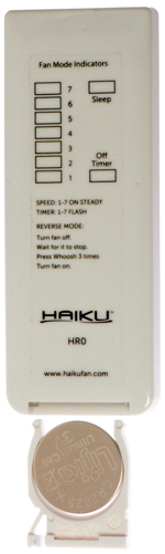 Haiku Fan Back of
                  Remote w/ 2025 Battery