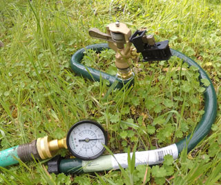 New hose
                      bib near water meter - Pressure 116 PSI
