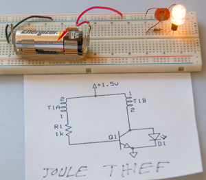 Joule Thief on Prototype Board
