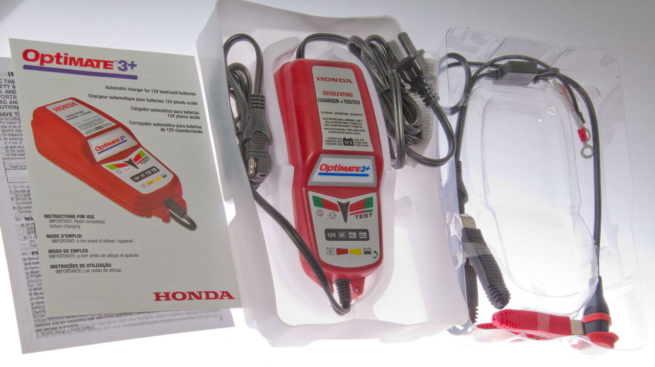 Honda Optimate 3+ Desulfating Battery Charger, Maintainer, Tester