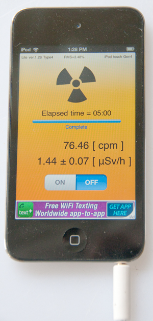 Pocket Geiger Counter iPod Touch Depleted
                Uranium without lead shiled