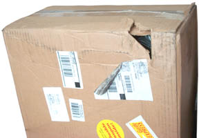 Shipping box
          from Sportsman's Guide with hole