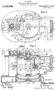 1153678 Gyroscopic steering
                                mechanism, William Dieter, EW Bliss
                                Co,1915-09-14