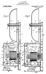 1205646
                      Electromagnetic bell, Lewis A Littler, Autocall
                      Co, Nov 21, 1916