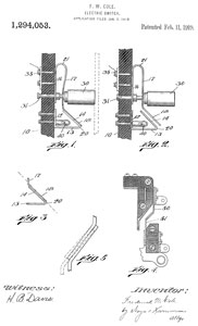 1294053
                      Electric Switch, Frederick W Cole, Game Well Fire
                      Alarm Telegraph Co., 1919-02-11 -