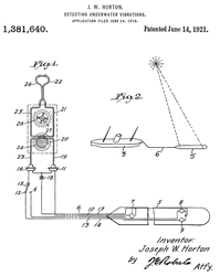 1381640 Detecting underwater vibrations, Warren
                  Horton Joseph, Western Electric 1921-06-14