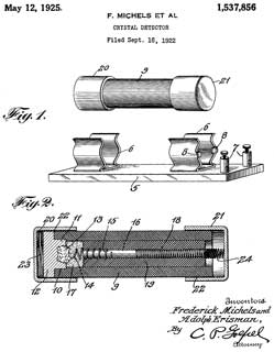 1537856 Crystal
                      detector, Michels Frederick, Erisman Adolph,
                      1925-05-12