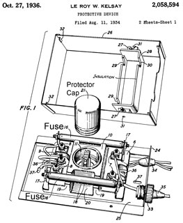 2058594 Protective
                  device, Leroy W Kelsay, Bell Tel Labs, Oct 27, 1936,
                  337/203; 337/32; 337/213; 337/250; 313/51; 337/139;
                  337/216