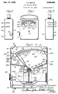 2060848 Air
                    velocity meter, John R Boyle, Illinois Testing
                    Laboratories, 1936-11-17