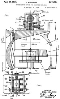 2078574 Compensating
                device for magnetic compasses, Kollsman Paul,
                1937-04-27