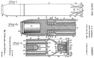 2440271Rocket
                  projectile, Clarence N Hickman, Sec of War,Filed:
                  1944-06-26, Pub: 1948-04-27