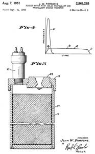 2563265 Rocket motor with solid propellant and
                  propellant charge therefor, John W Parsons, Aerojet
                  Rocketdyne, App: 1943-09-21, Pub: 1951-08-07, - JATO