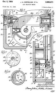 2690671 Air
                    velocity meter, John A Obermaier, Alfred A
                    Obermaier, Alnor Inst Co, 1954-10-05