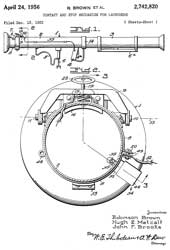 2742820 Contact and stop mechanism for launchers,
                  Brown Robinson, Hugh E Metcalf, John F Brooks, Army,
                  1956-04-24, - for a bazooka