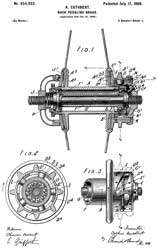654053 Back-pedaling brake, Arthur Cuthbert,
                  1900-07-17, - provides for both a free-wheel and
                  brake