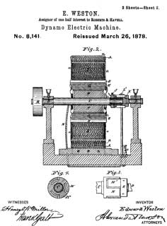RE8141 Dynamo
                  electric Machine, E. Weston, 1878-03-26