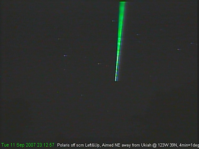 Green Laser pointed about parallel with camera and offset a souple of inches.