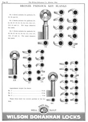 Wilson Bohannan
                      Padlock Key Blanks 1930 Catalog
