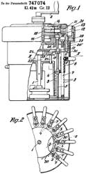 DE747074C/en Calculating machine with only one
                  staggered roller, Herzstark Curt, App: 1939-04-13,
                  W.W.II, Pub: 1944-09-06