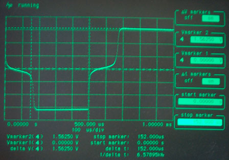 dual 73 cores 1 kHz sq wave from 20 V 50 ohms