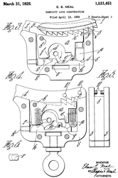 1531451
                      Handcuff-lock construction, Elmer E Neal, Peerless
                      Handcuff Co, 1925-03-31