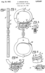 1872857 Police
                      officer's shackle, Wesson Harold, Edward S
                      Pomeroy, Peerless Handcuff Co, 1932-08-23