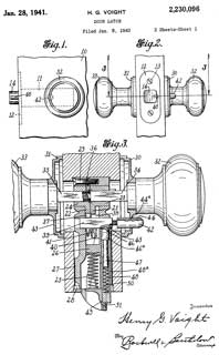 2230096 Door
                      latch, Henry G Voight, Sargent Mfg, 1941-01-28