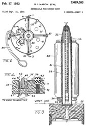 2629083 Expendable
                  radiosonic buoy, Barkson Joseph A, Mason Russell I,
                  Mcnary James C, Secretary of the Navy, Filed: Sep 21,
                  1944, Pub: Feb 17, 1953