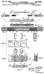 3078426
                              Magnetostrictive filter apparatus having
                              multiple magnetostrictive rods stacked in
                              parallel, George J Foundas, Raytheon, App:
                              1959-03-20
