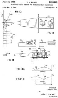 3094663
                      Microwave signal checker for continuous wave
                      radiations, Vernon H Siegel, Radatron R&D
                      Corp, App: 1962-08-03