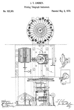 102561
                    Printing Telegraph Instrument, J.T. Lindsey, May 3,
                    1870