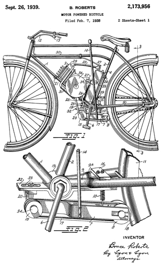 Whizzer Motor
            Powered Bicycle patent 2173956