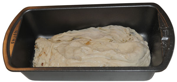 Onion
                  dough in bread pan