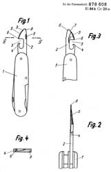 DE878608C Can Opener, App: 1949-07-28, Pub:
                  1953-06-05, Swiss Army Knife Can Opener &
                  Screwdriver