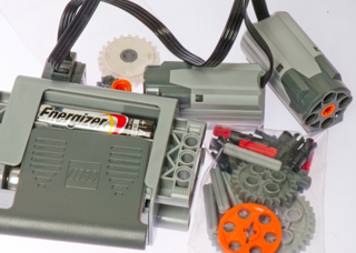 Lego Power
                    Functions 6-AA Battery box, Motors w/attached cables
                    Gears, couplings, shafts, etc.