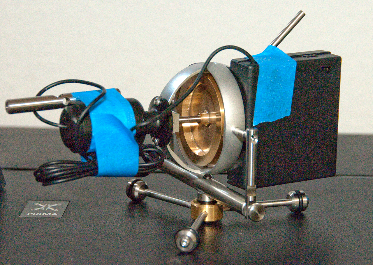The test stand of super precision gyroscope Brightfusion LTD. where 1