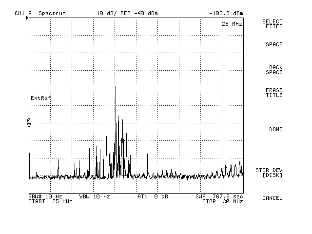 TCI 651T
                Antenna HP 4395A Spectrum Analyzer Plot 25 to 30 Mhz