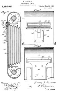 1184941
                    Photographic camera, Henry J Gaisman, Kodak,
                    1916-05-30