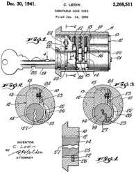 2268511
                      Removable lock core, Ledin Charles, Yale and Towne
                      Mfg, 1941-12-30