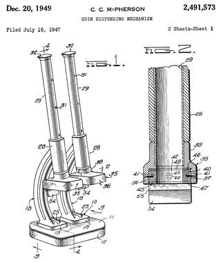 2491573
                      Coin Dispensing Mechanism, C.C. McPherson, Dec 20,
                      1949