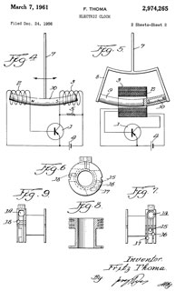 2974265 Electric
                  clock, Thoma Fritz, Kieninger and Obergfell, March 7,
                  1961, 318/132 368/157 310/32 446/484 968/463 -
                  Junghans Kundo ATO Electronic Clock