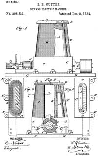308832 Dynamo
                  Electric Machine, E.B. Cutten, Electrical and
                  Mechanical Developing Co, Dec 2, 1884
