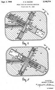 3146714 Delay fuze for rotating munition, Patrick
                  H Moore, Honeywell, App: 1963-06-20