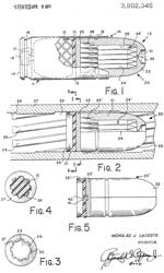 3802345 Multiple projectile sabot assembly for
                  use in rifled barrel, Costa N La, AAI Corp,
                  App:1962-05-02