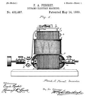 403487 Dynamo
                  electric machine, Frank A. Perret, May 14, 1889